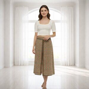 2 for $20 Intriguing Threads Vintage-Inspired Geometric Skirt Sz 6 Lined Boho